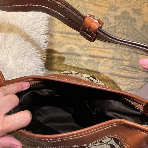Coach Brown and Tan Signature Shoulder Bag - Picture 7 of 11